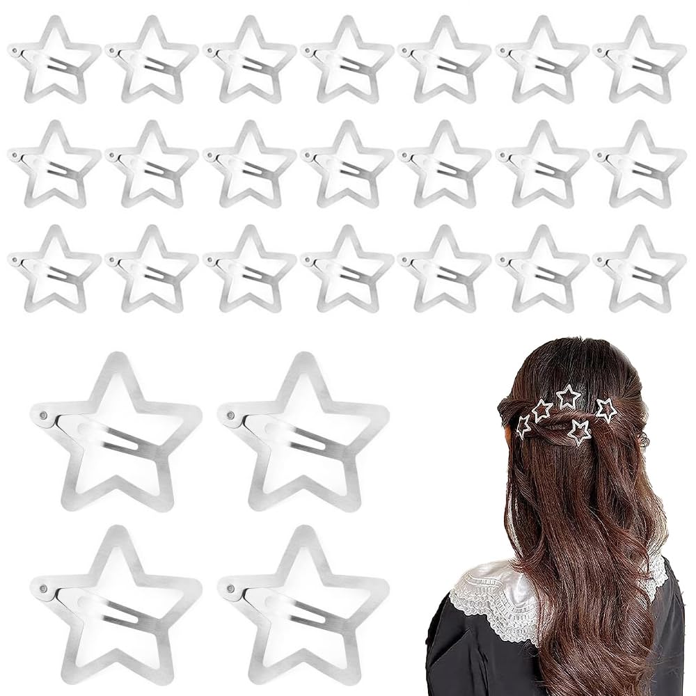 50 PCS Star Snap Hair Clips Small Star Metal Clips Non-slip Hollow Star Barrettes Cute Star Shape Hair Clips Hair Styling Accessories for Women Girls Kids Baby Toddler Fine Hair