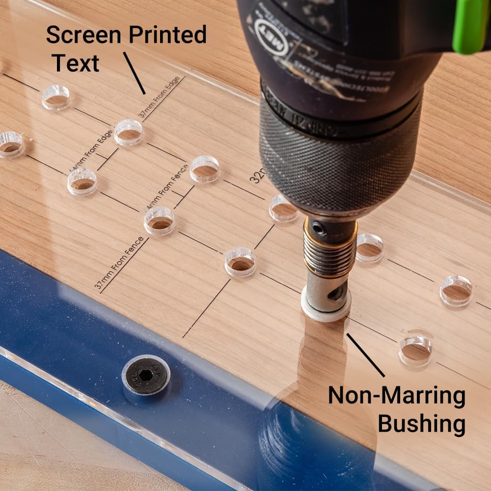 Rockler Shelf Pin Drilling Jig with 1/4 Inch & 5mm Self Centering Bits – Cabinet Hole Jigs, Drill Guide for Straight Holes - Woodworking Jig for Shelf Pins, Cabinet Hardware Installation Tool