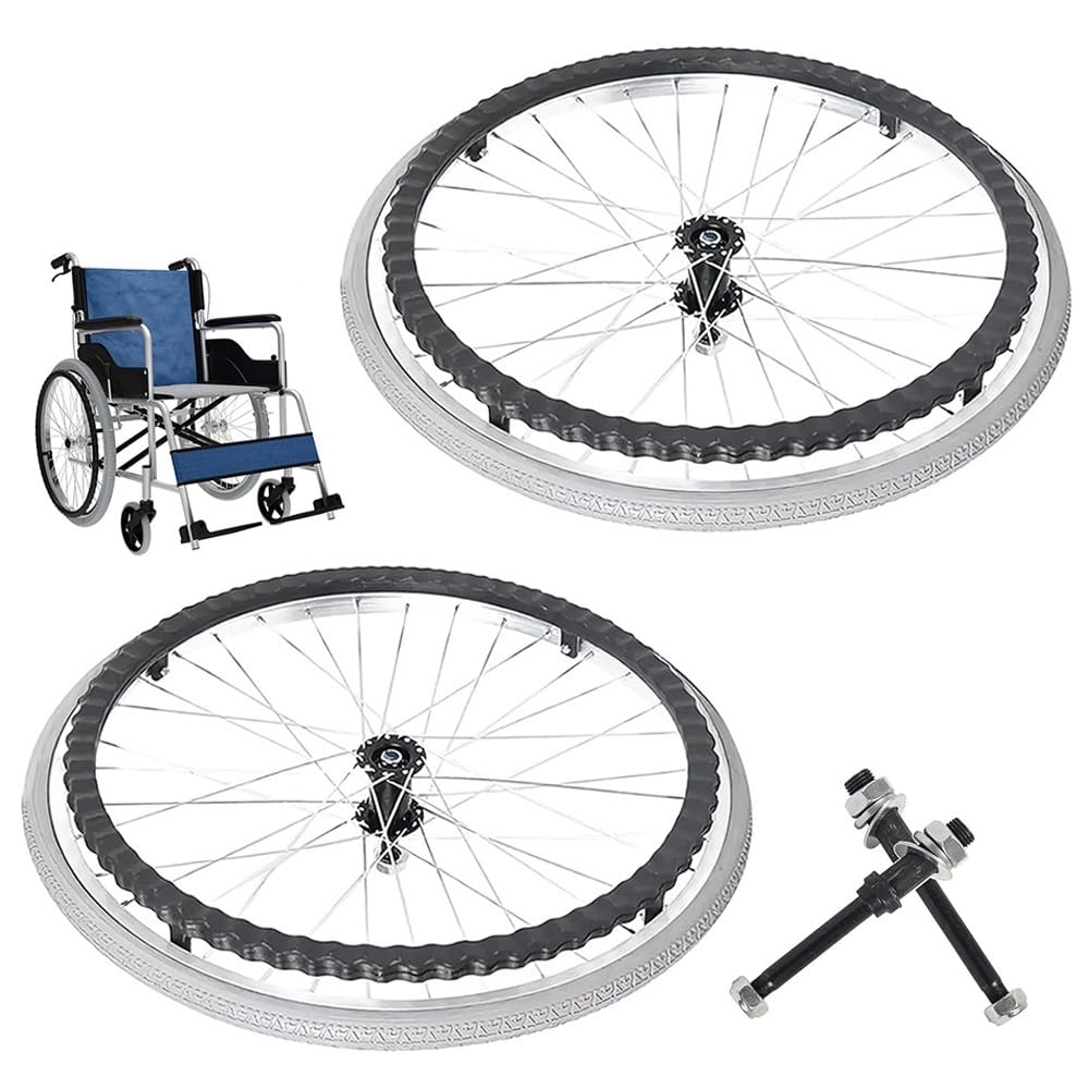 Rollstuhl Hinterräder, 20 22 24 Zoll Manuelle Rollstuhl Ersatzräder, Nicht-pneumatisch Solides Rollstuhlräder Ersatzrollen Für Behinderte Fahrzeuge(Gray,2Pcs-24in/59cm)