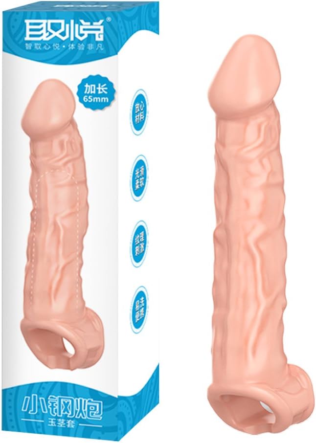 Reusable Male Vibrant Enhancing Sleeve Extender Extension Enlarger Sheath Toy for Adults (Small SIZE)