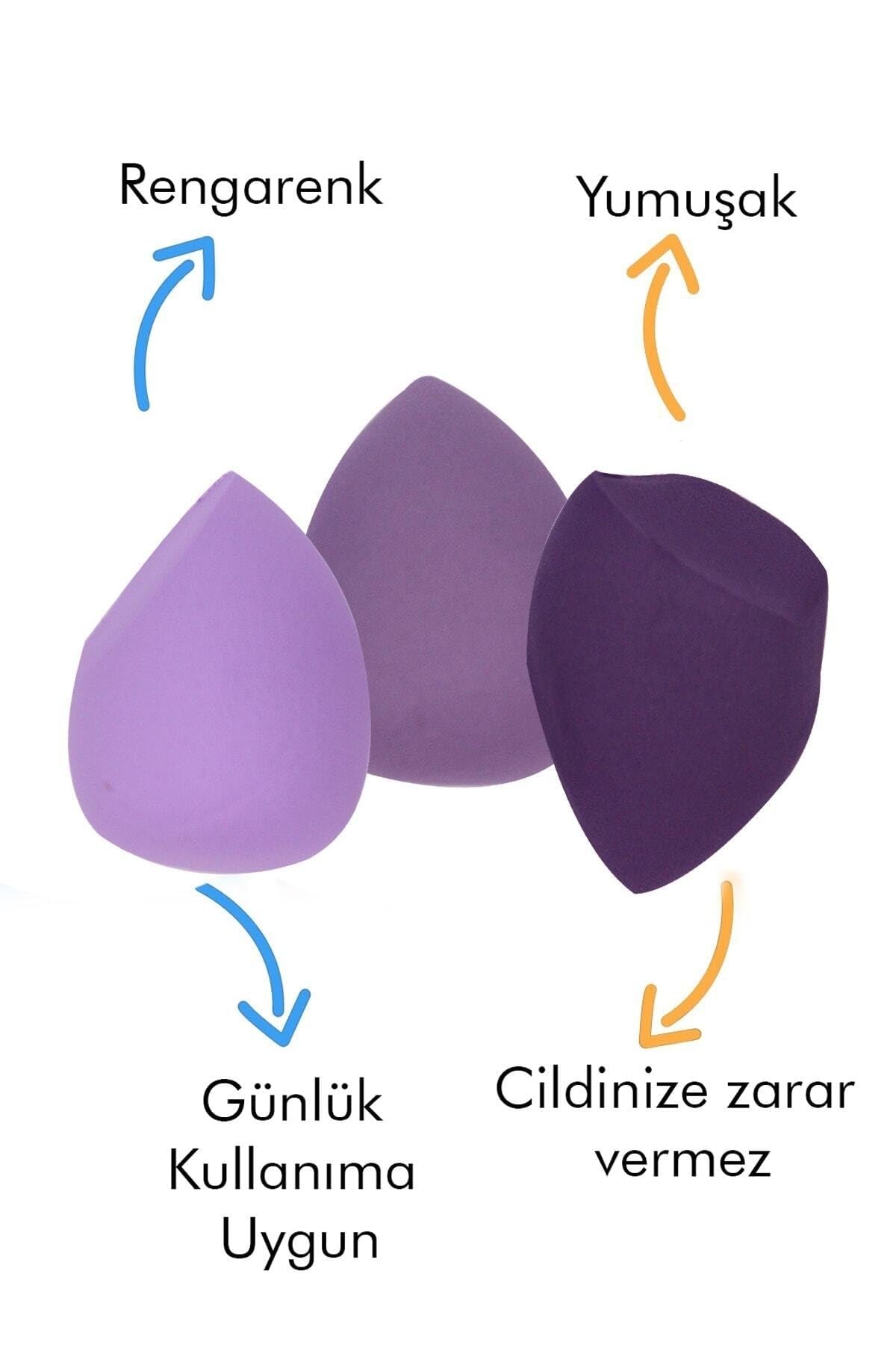 Hb Tasarım 3'Lü Standlı Makyaj Süngeri Seti Mor