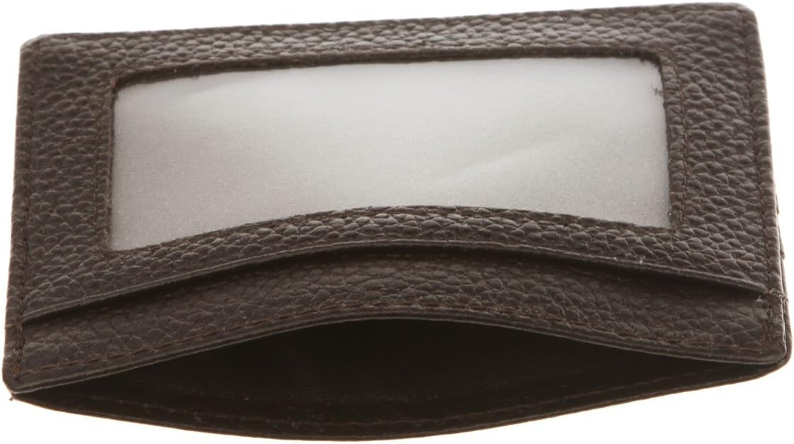 DEEZOMO RFID Blocking Genuine Leather Slim Super Thin Card Holder With ID Card Window - Coffee