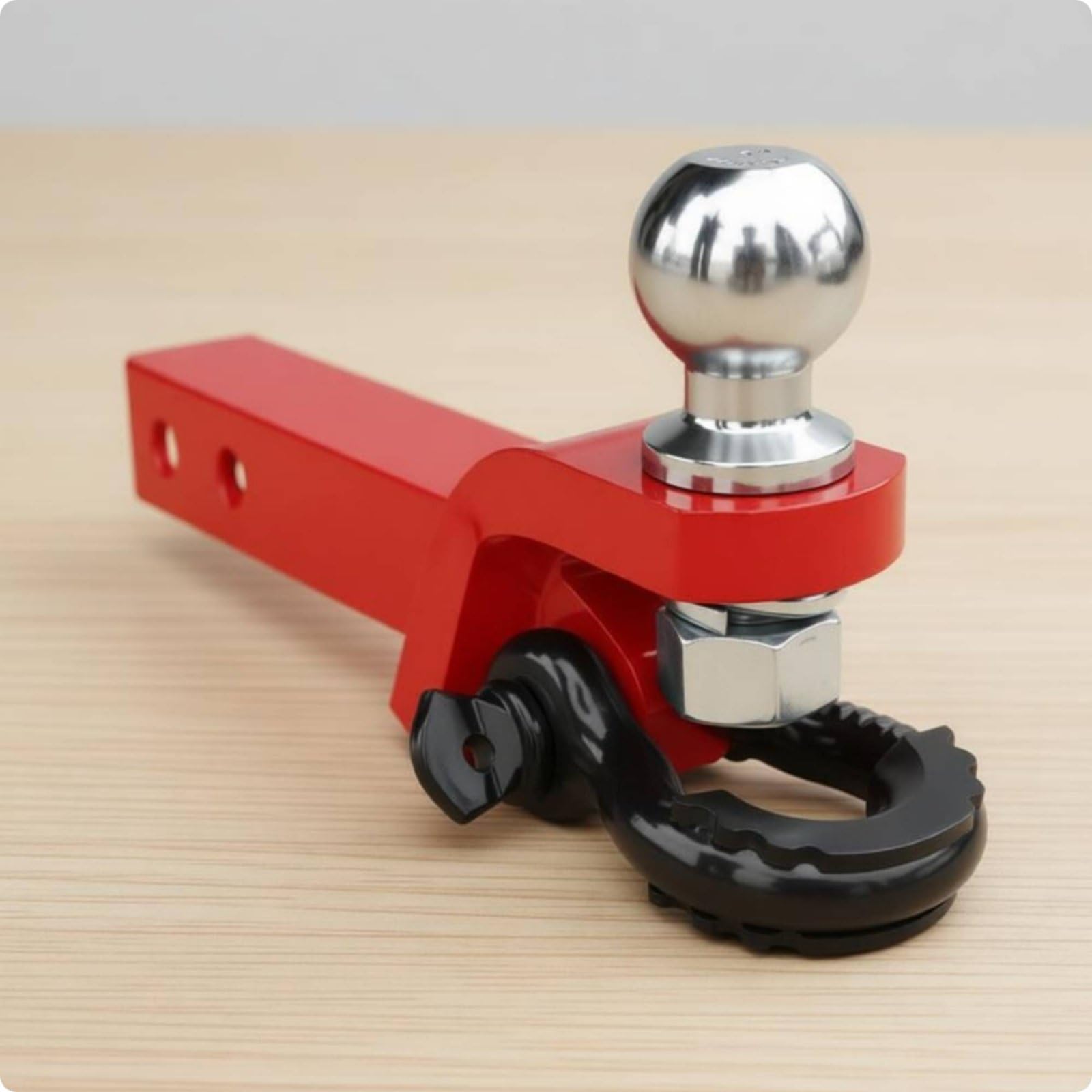 predolo Enganche de Remolque con Bola y Grillete Propósito Doble Kit de Enganche Bola y Grillete Bloqueo Antirrobo para Todoterreno, Grillete Rojo+Brazo Ngr