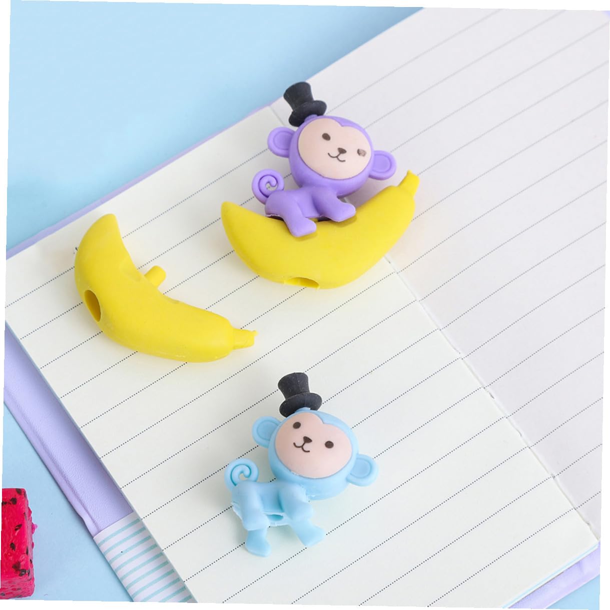 Gomme da Cancellare a Forma di Scimmia e Banana per Studenti 48 Pezzi in Tpr Creativo Divertente Materiale Scolastico Colore Casuale per Uso Cancelleria