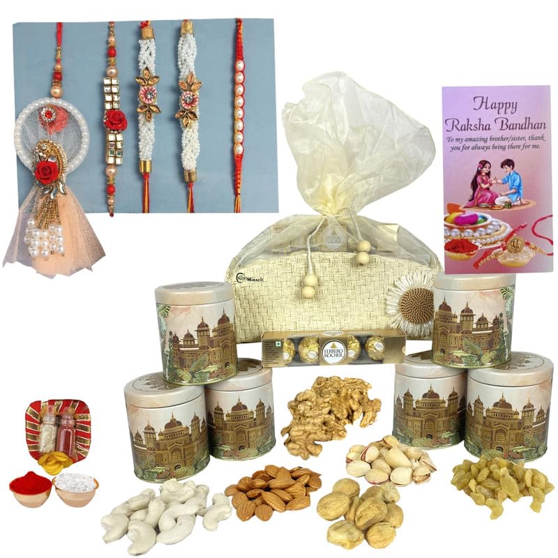 Image of NUTRI MIRACLE Rakhi Nut Jar Hamper- Raksha Bandhan Gift Set for Celebration