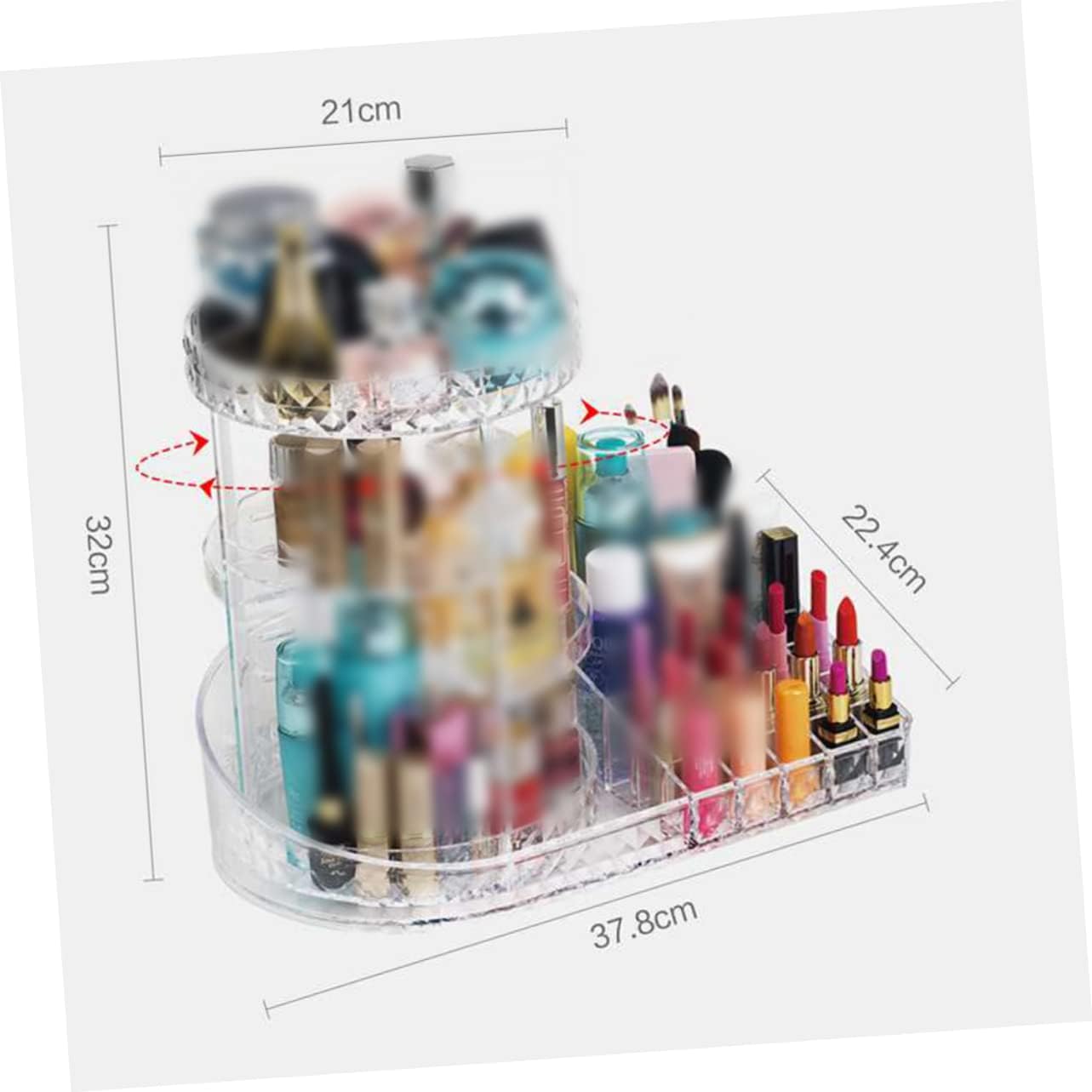 Cosmetic Storage Rack Acrylic Makeup Organizer Rotating Display Case for Vanity Bathroom