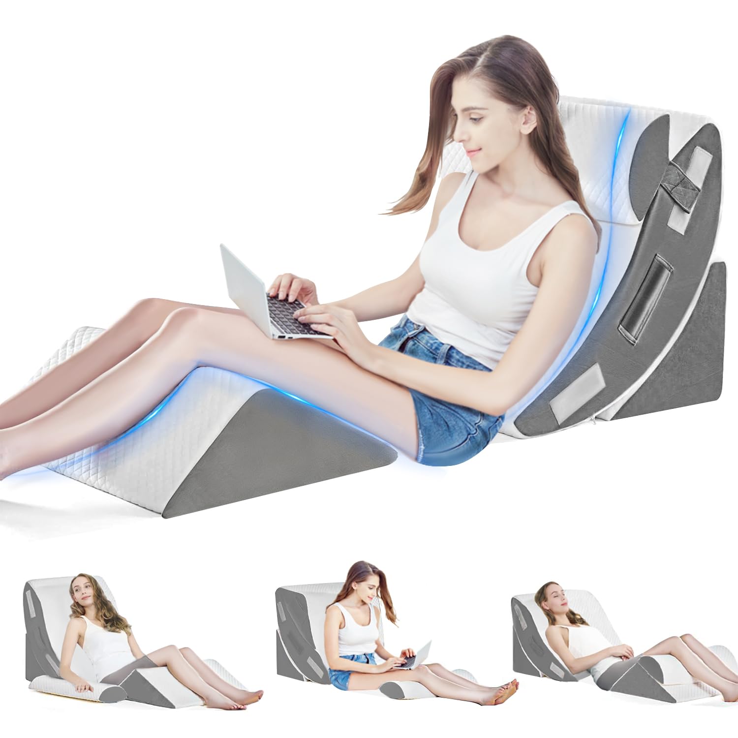 4Pcs Orthopedic Bed Wedge Pillow Set Memory Foam for Sleeping Post Surgery
