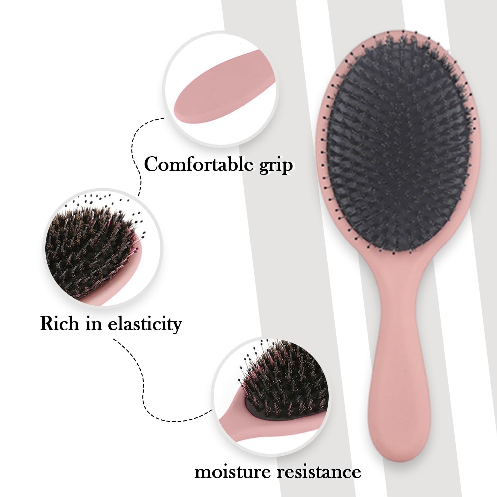 Hair Extension Brush,Boar Bristle Paddle Hairbrush,Professional Detangle Soft Cushion Brushes for Women Men for Long Thick Curly Smoothing Hair Reducing Hair Breakage and Frizz (Black) - Image 4