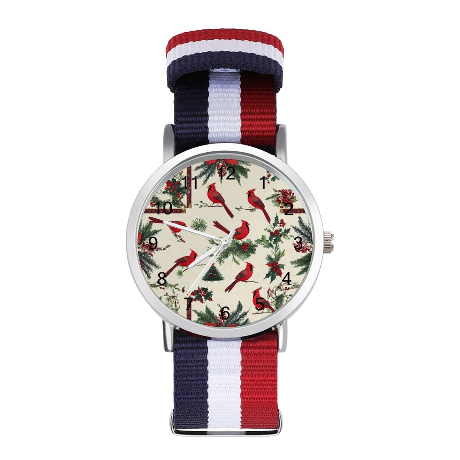 Cardinal Birds Christmas Holly Funny Wrist Watches for Men Women Fashion Graphic Watch for Work Workout