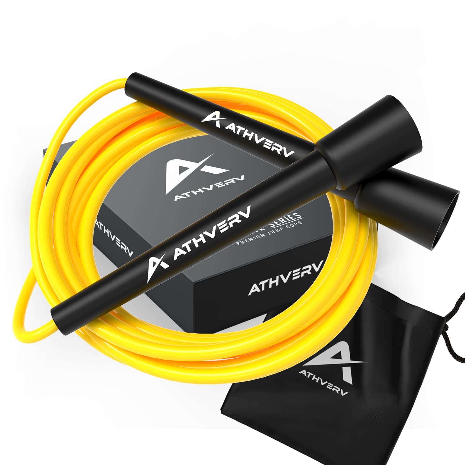 Adjustable Skipping Rope for Men, Women & Kids – Speed Jump Rope for Exercise Workout & Weight Loss (Yellow/Black) - Handle Material: Plastic-image-28