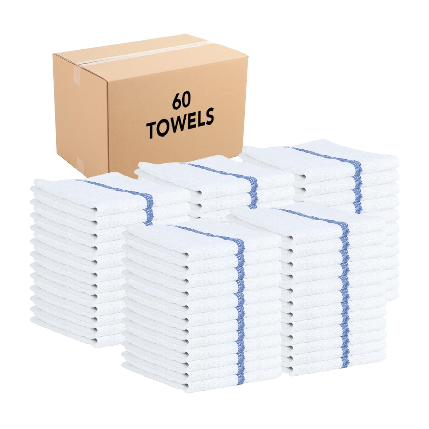 Arkwright Qwick Wick Bar Mop Towels Bulk - Case of 60 100 Cotton Quick Dry Dishcloths Super Absorbent