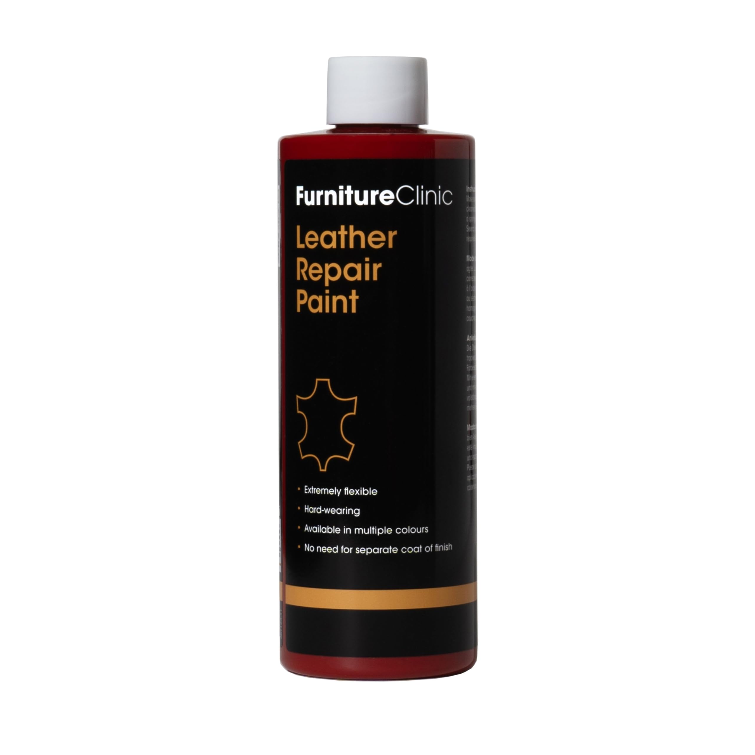 Furniture Clinic Leather Repair Paint & Dye | Self Seal Colourant for Quick and Easy Repair | Suitable for Sofas, Car Seat, Shoes, Handbag, and More - Red, 250ml