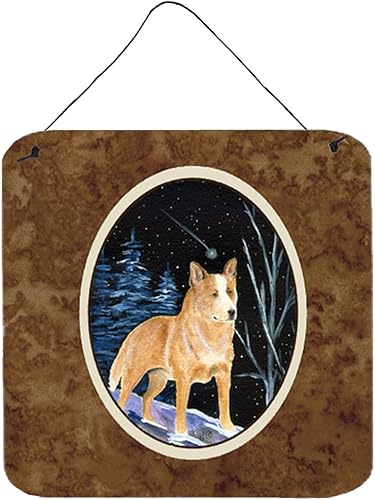 Caroline's Treasures SS8407DS66 Starry Night Australian Ganado Perro de Ganado Australiano Impresiones Colgantes de Pared o Puerta de Aluminio