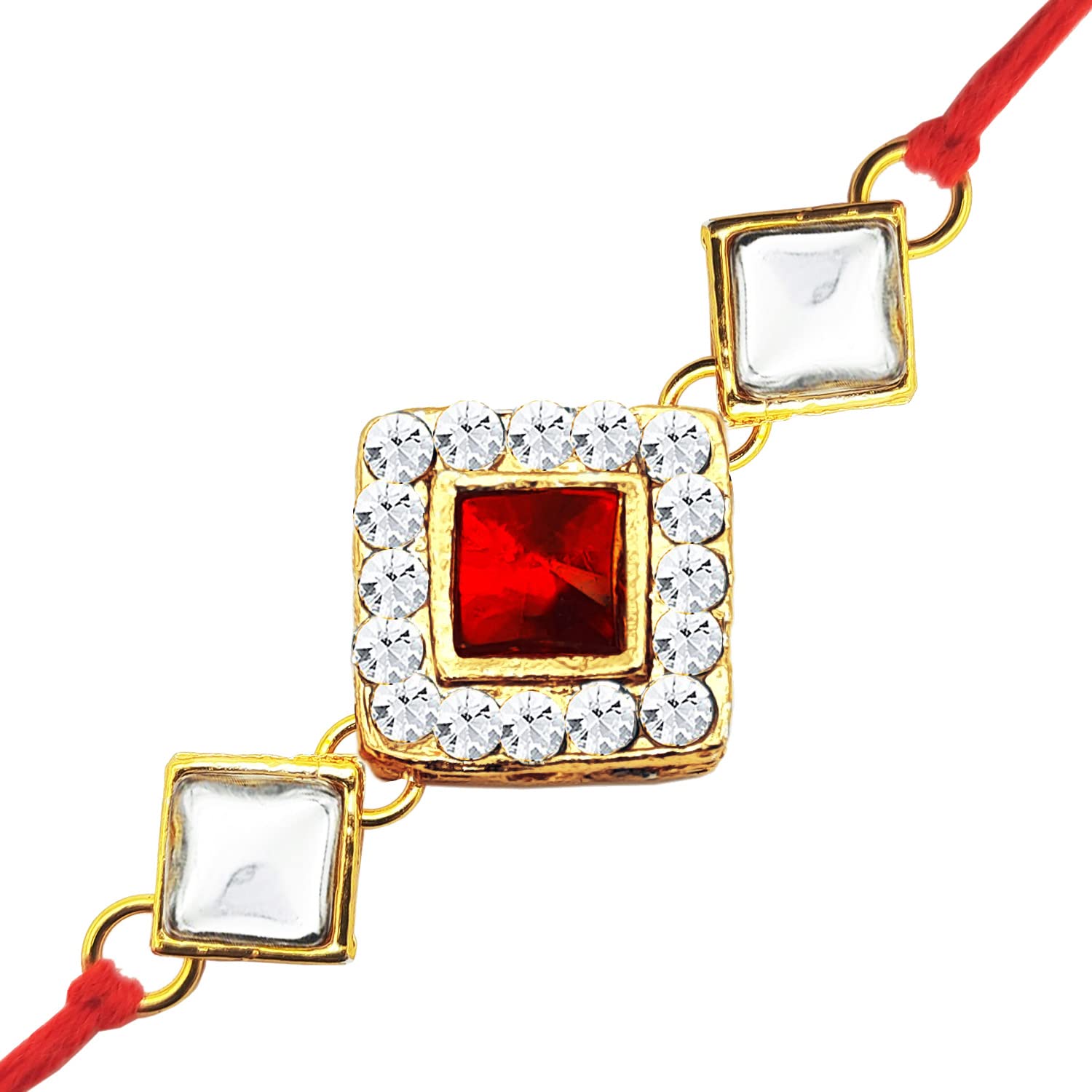 ascension Kundan Meena Design Rakhi Raksha Bandhan Gift Band Moli Bracelet Design Rakhi for Brother bhaiya bro with 2 Dark Fantasy Cookies & Roli Pack (Pack of 4) 3