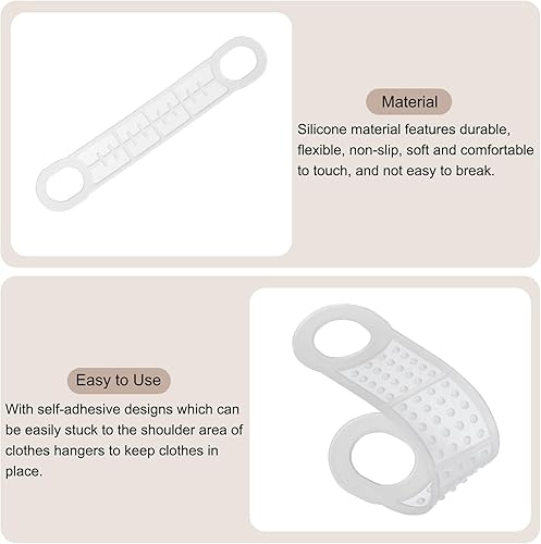 Miniatura 4 de uxcell 24 tiras adhesivas de silicona antideslizantes para colgar ropa para perchas de madera y plástico, lechoso (4.65 x 0.79 pulgadas)