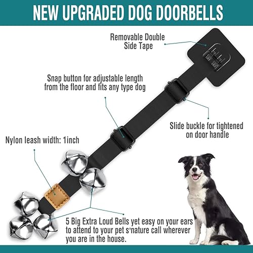 Vista 28 de BLUETREE Paquete de 2 timbres para perros de alta calidad, campanas ajustables para entrenar a tu cachorro de la manera fácil, 7 timbres extra