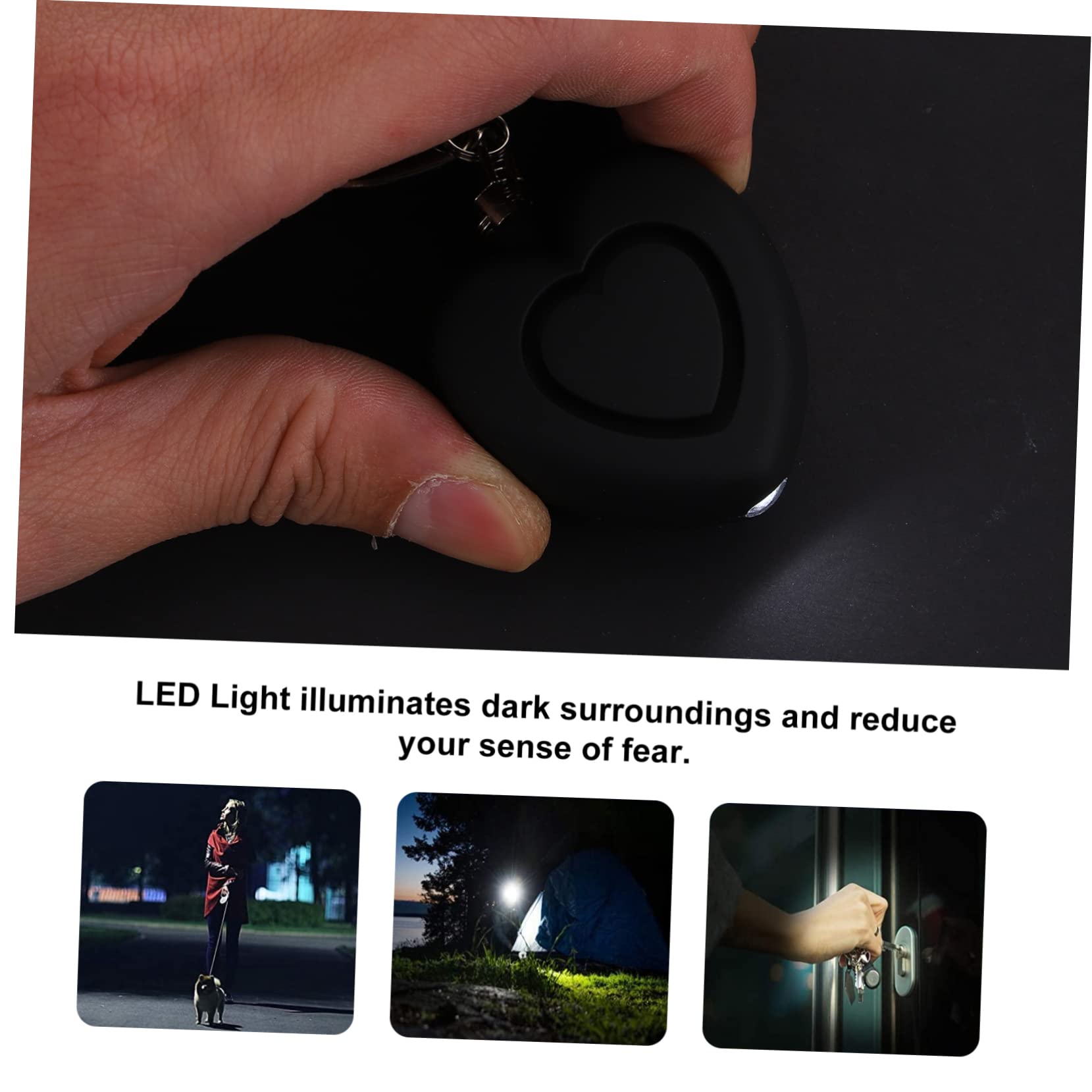 Uonlytech 3piezas Alarma Personal Forma De Corazón con Luz Led para Seguridad Llavero Compacto para Mujeres y Mayores para Emergencias y Protección Personal
