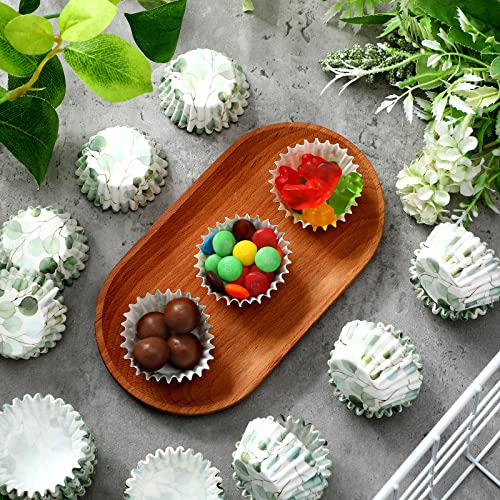 600 Pcs Green Mini Cupcake Wrappers Liners For Baking Greenery Eucalyptus Cupcake Liners Mini Baby Shower Cupcake Baking Rustic Birthday Party Decoration For Bridal Shower Wedding Festival Decor #TOP5