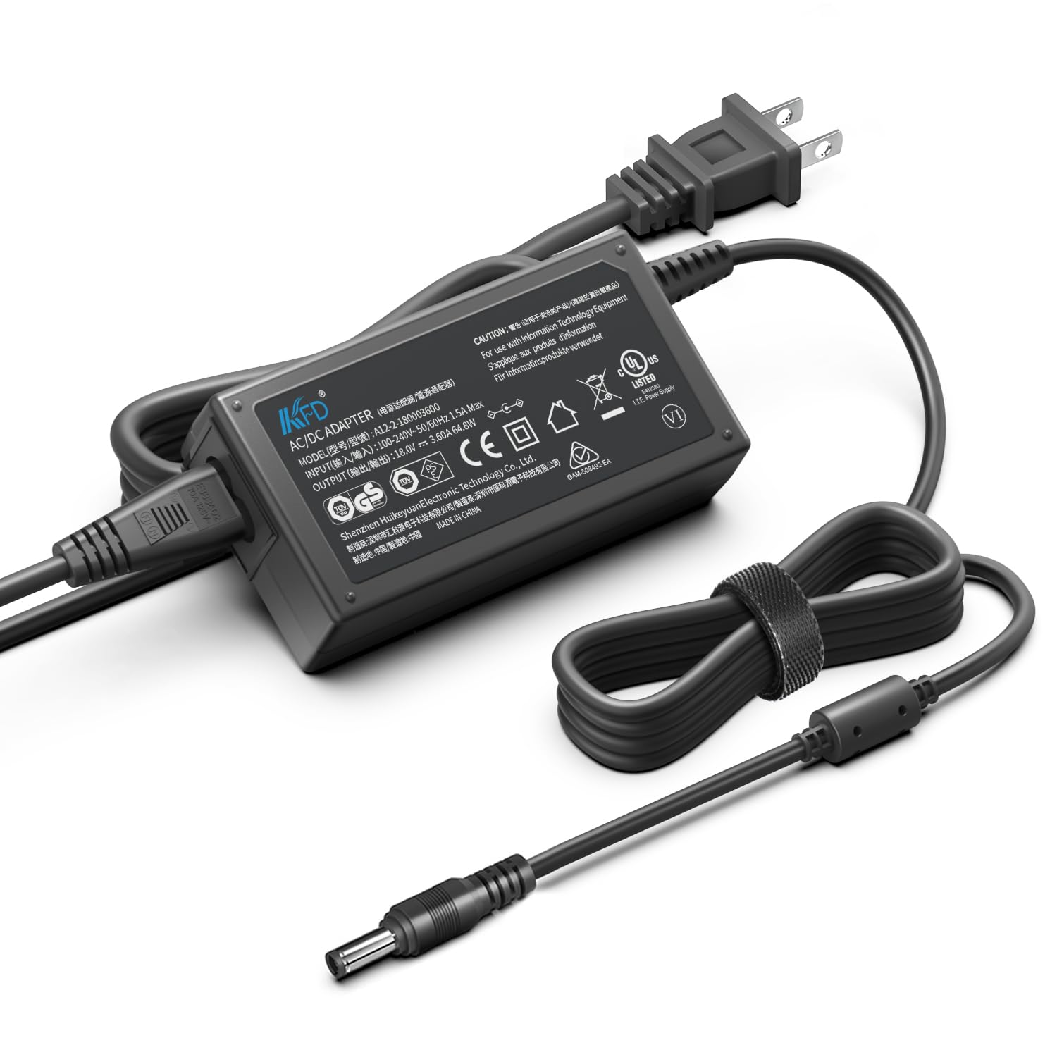 KFD 18V Power Supply Charger for Brady BMP50 BMP51 BMP53 BMP41 BMP61 BMP71 M-AC-143110 Label Printer EDAC EA1050B-180, Beats By Dr Dre BEATBOX Speaker DYS602-180360W Ada-65si-19-2 18045g Adapter Cable