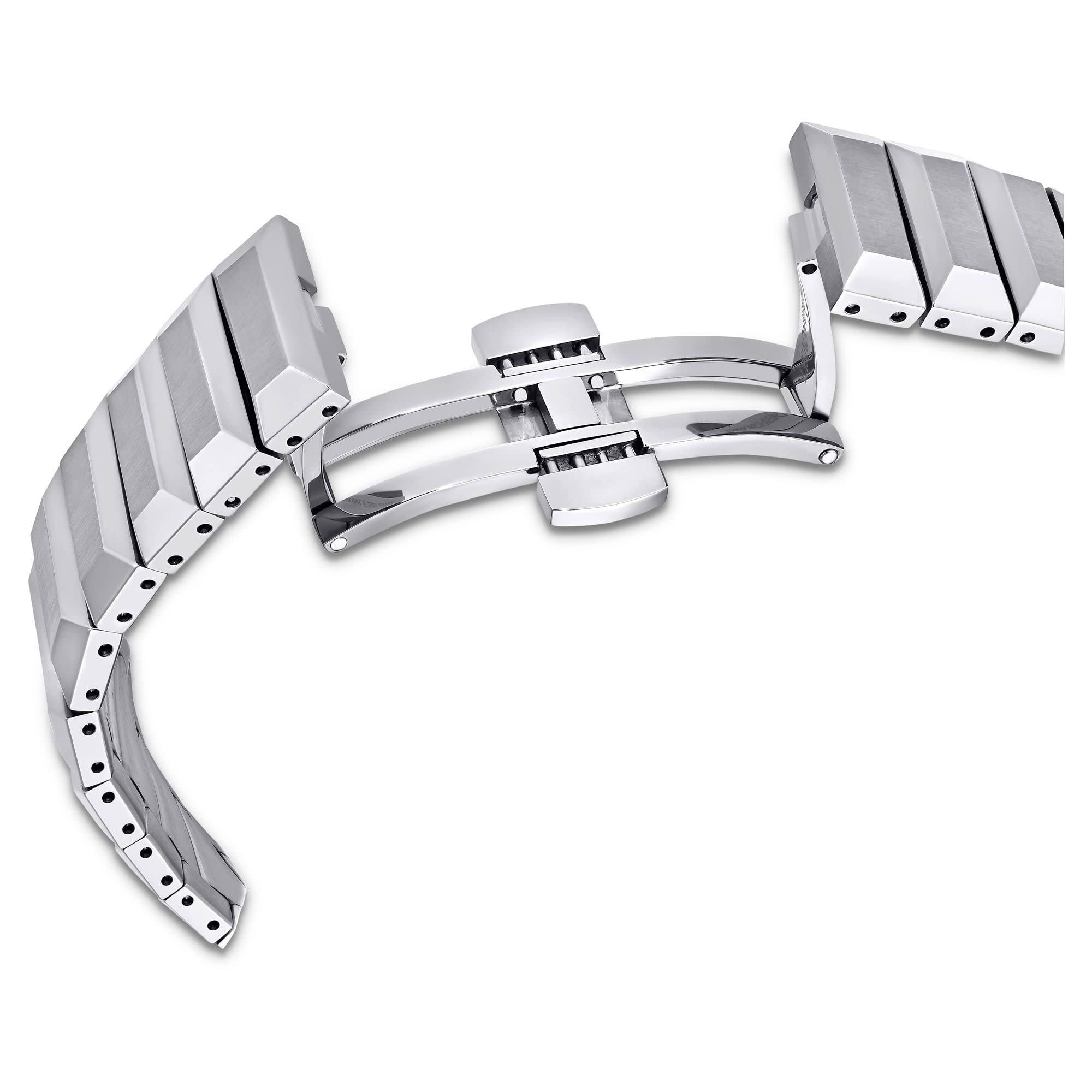 Swarovski Dextera Uhr, Edelstahl Damenuhr mit Silberfarbenem Gehäuse und Zifferblatt, Swarovski Kristallen und Metallarmband