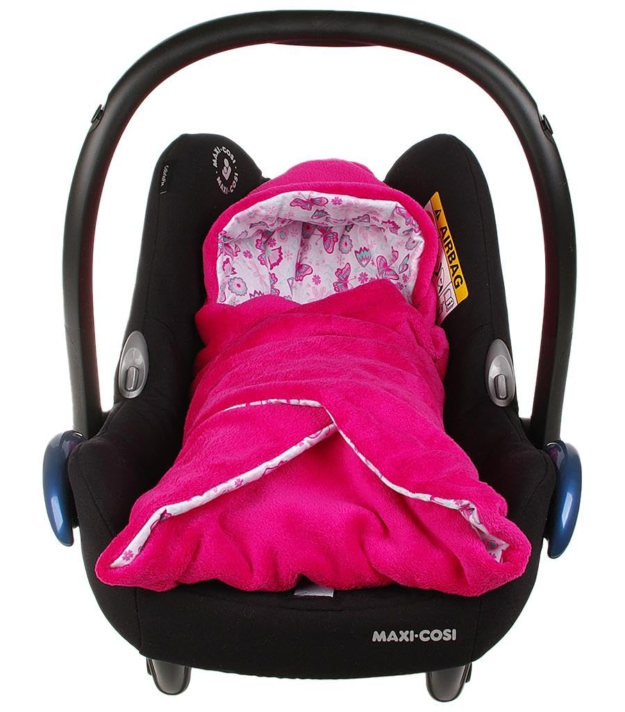 Einschlagdecke für die Babyschale Babyschalenfußsack Sommer Fußsack (Rosa, Schmetterling)