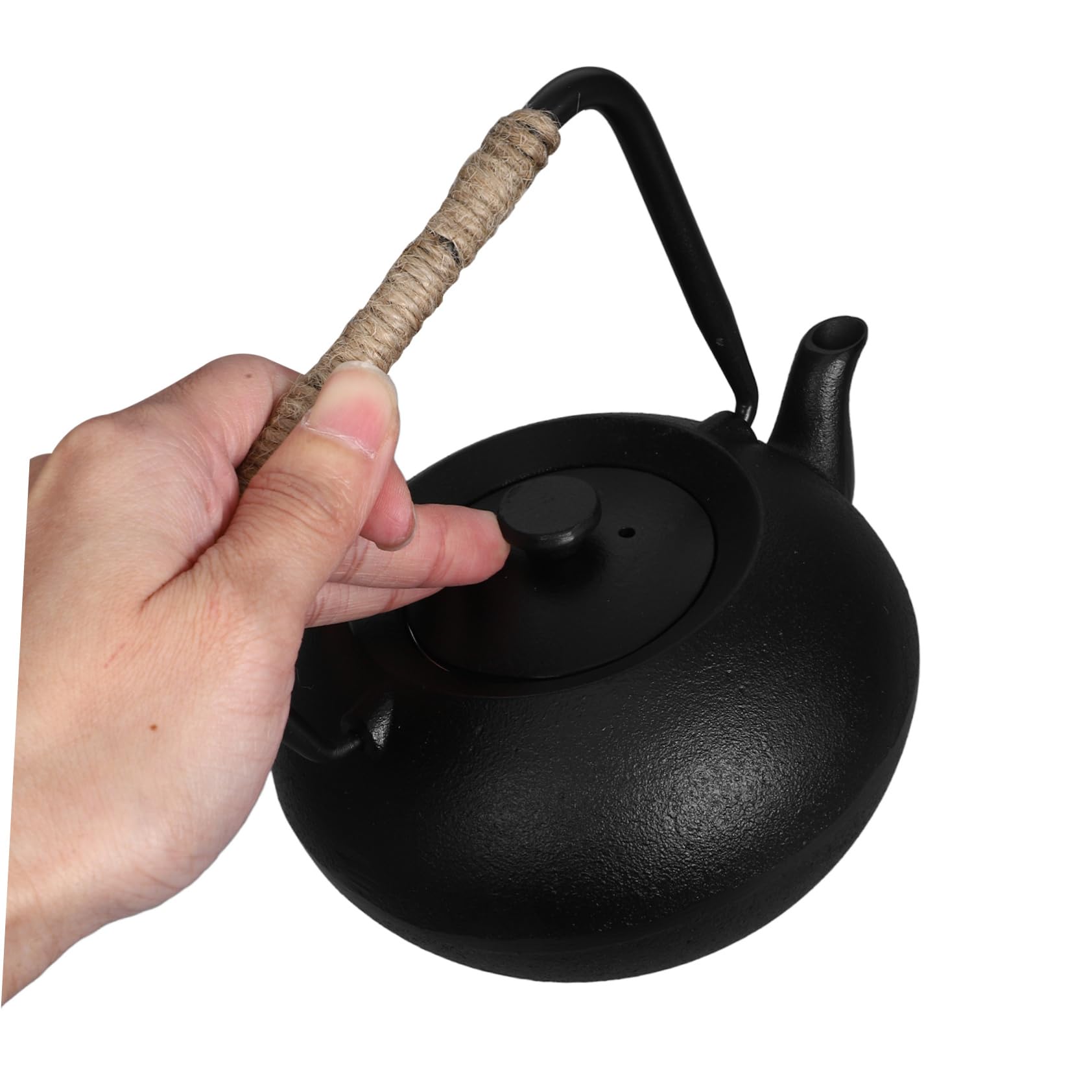 Teiera in Ghisa Giapponese 600ml Nera con Infusore | Filtro Tè e Manico Inclusi, per Foglie Sfuse, Uso Casa e Picnic, Capacità 600ml
