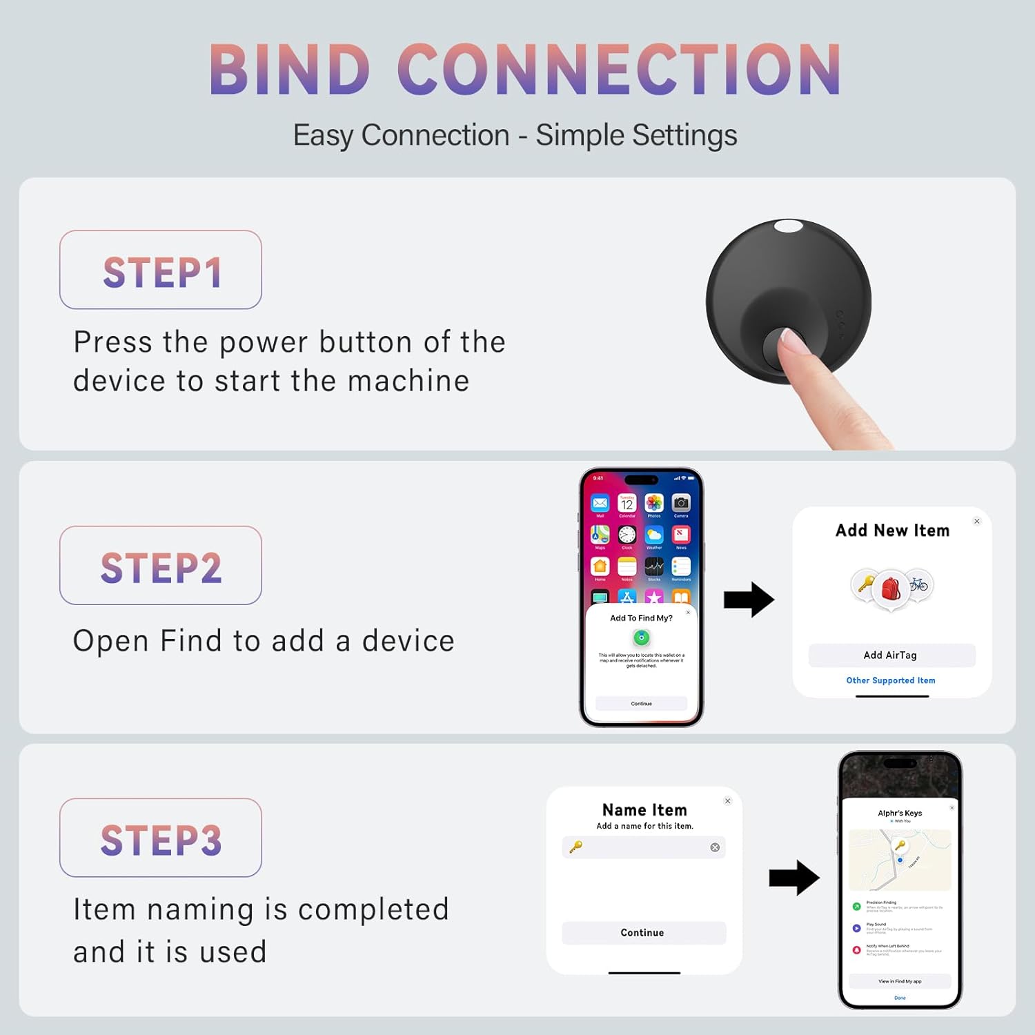 Smart Tracker Tag, GPS Item Finder Compatible with Apple Find My, IP67 Waterproof Track Locator for Keys, Wallets, Luggage, iOS Only (4 Pack) - Image 6