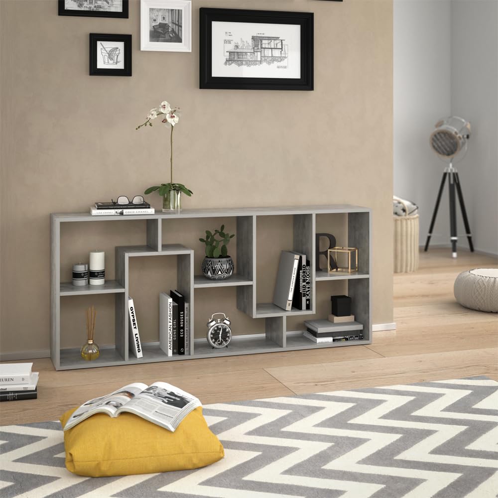 Vicco Raumteiler Noa, Grau, 160.6 x 67.2 cm, geeignet als Raumteiler oder Bücherregal in Z-Form