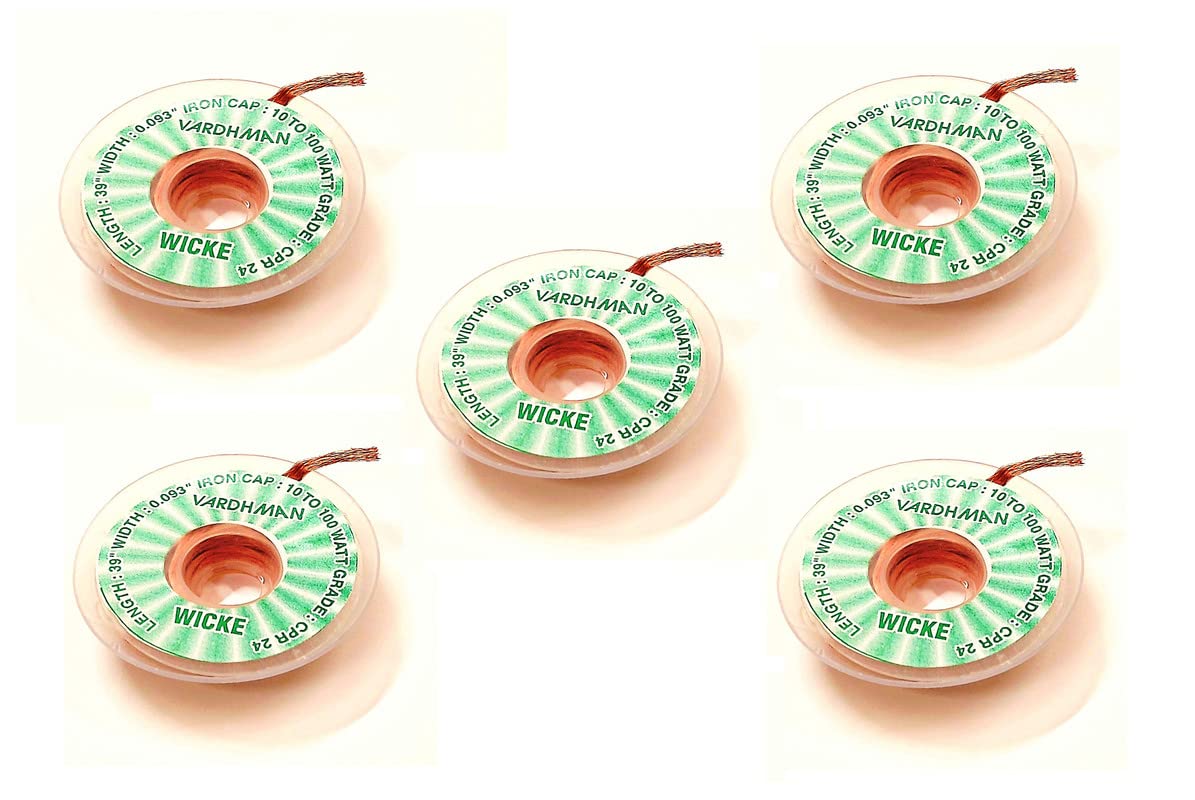 ERH India (Pack of 5) Desoldering Wire Solder Remover Wire Roll Desoldering Wick Copper Wire Length-39 Inches, Width-0.093 Inches
