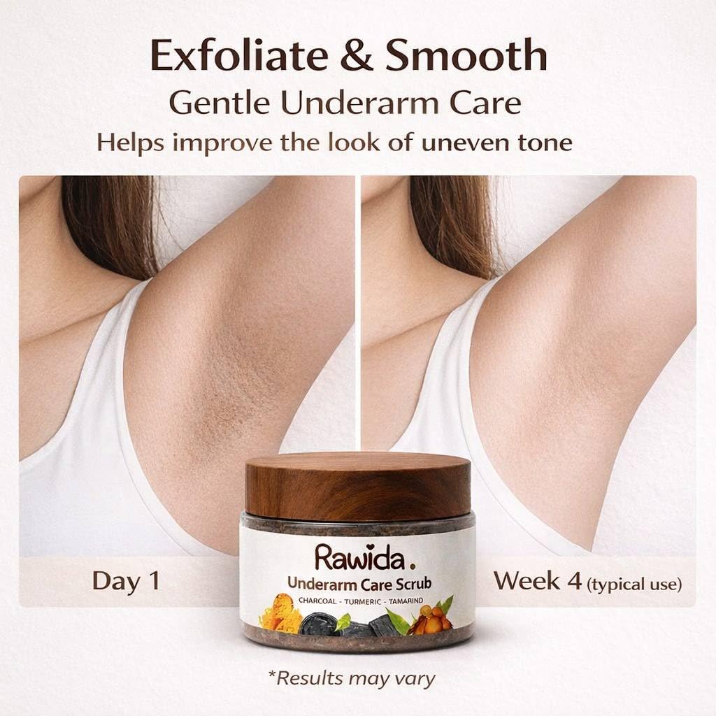 Charcoal Underarm Scrub with Turmeric – Gentle Exfoliating Care for Women, Fresh & Smooth Feel