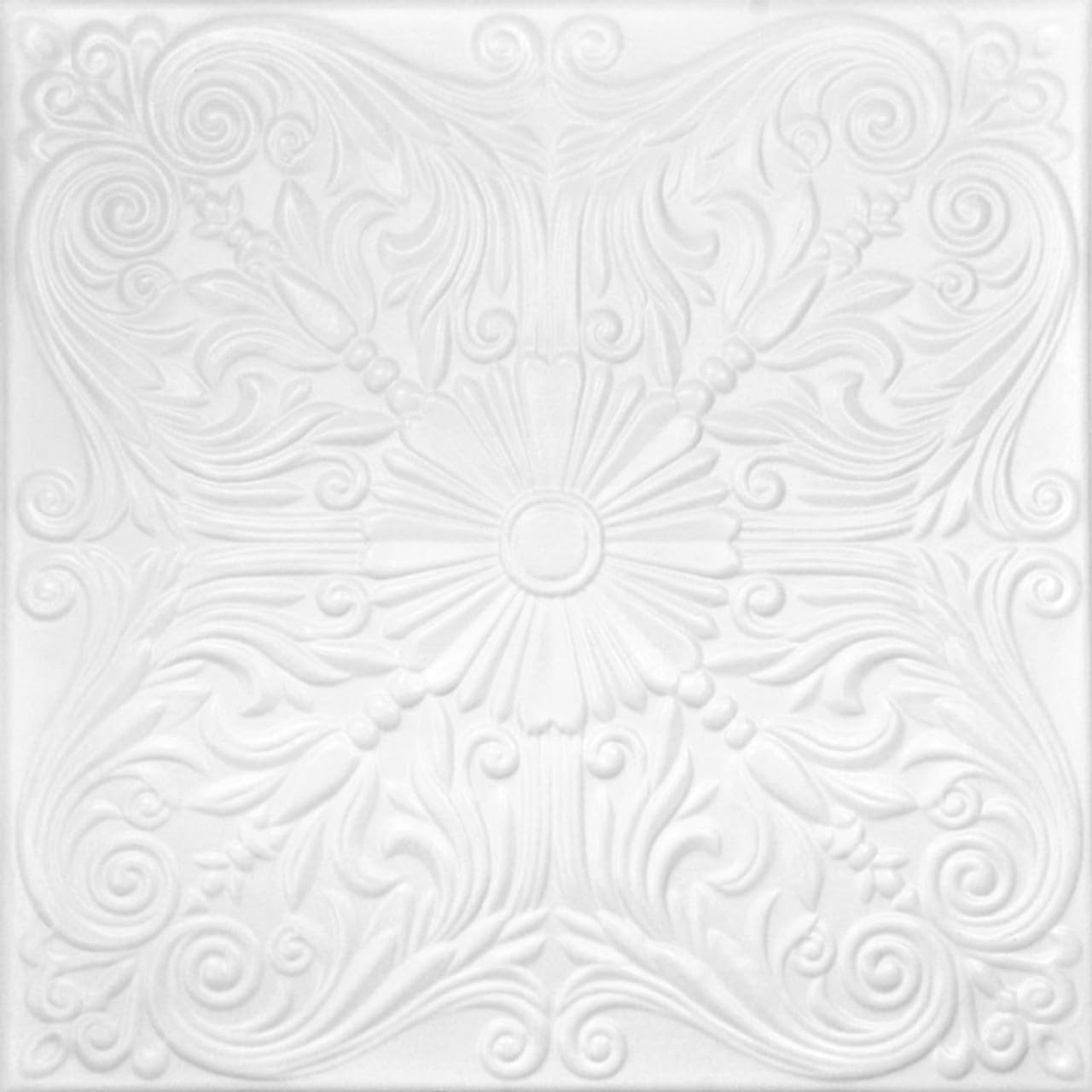 A La Maison Ceilings R139 Spanish Silver Foam Glue-up Ceiling Tile (129.6 sq. ft./Case) Pack of 48, Ultra Pure White - Satin (Behr)