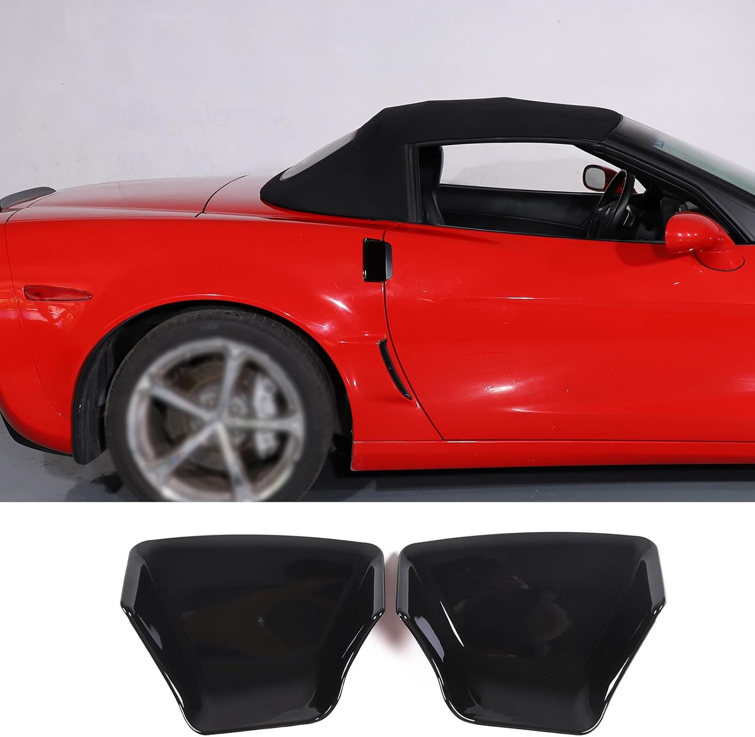 Exterior Door Handle Bowl Cover Trim for Chevy Corvette C6 2005 2006 2007 2008 2009 2010 2011 2012 2013, Body Door Handle Bowl Moulding Cover Sticker Scratch Protector Accessories, ABS (Glossy Black)