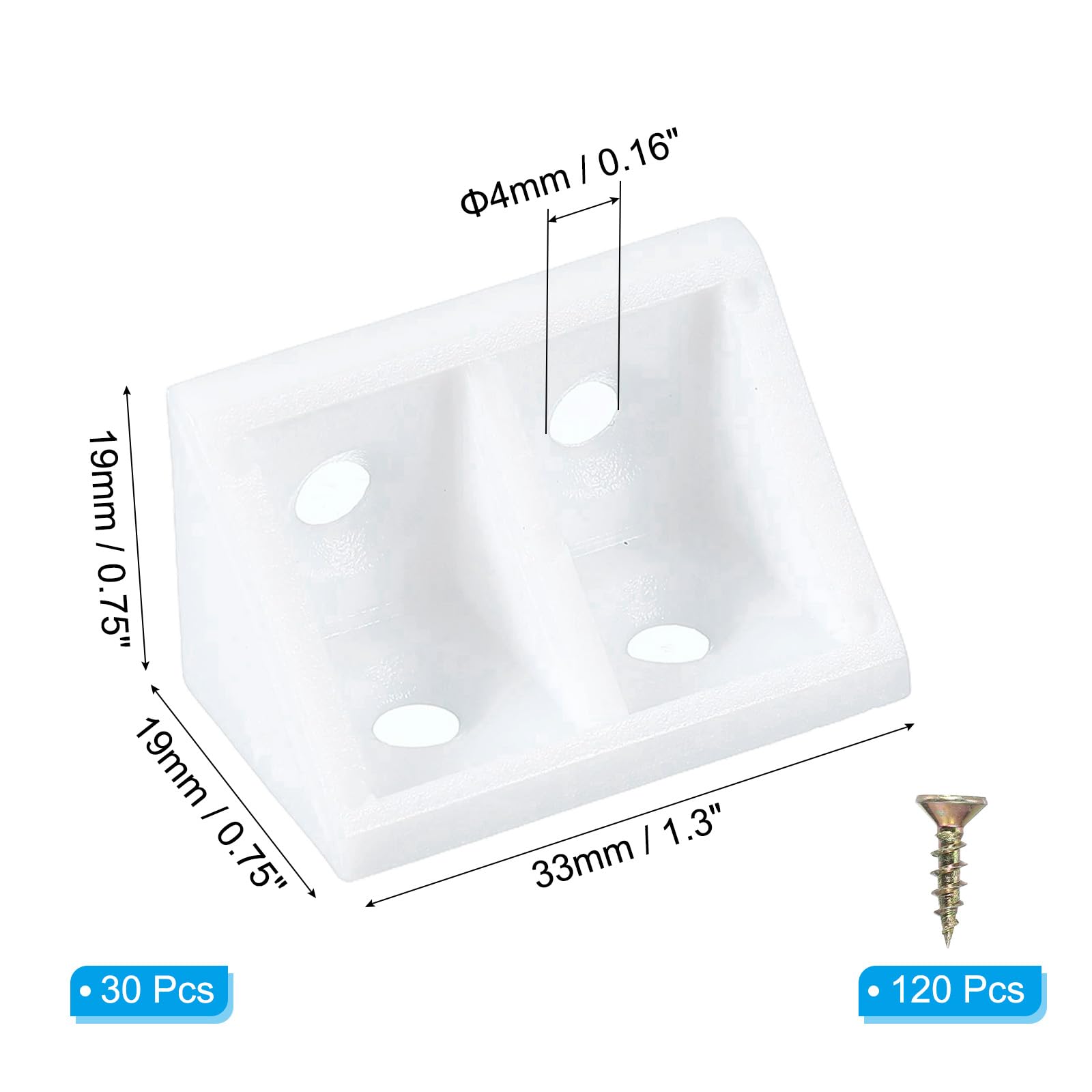 PATIKIL Plastic Corner Braces 19x19x33mm - Image 2