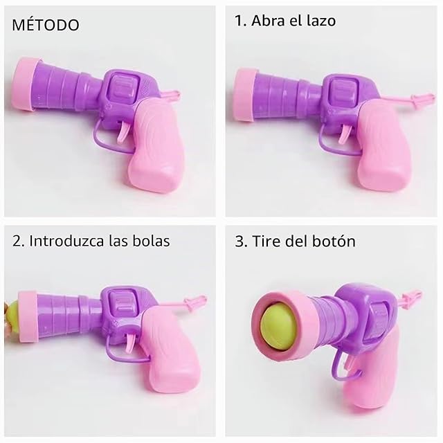 Foto 4 de 6 de SLEEKEE Paquete de 2 pistolas de juguete, 40 bolas de felpa, lanzador de bolas de juguete
