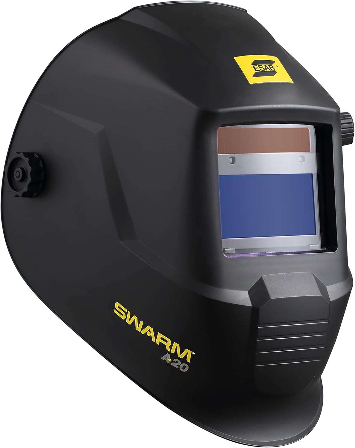 వైపు view of the ESAB SWARM A20 Auto-Darkening Welding Helmet