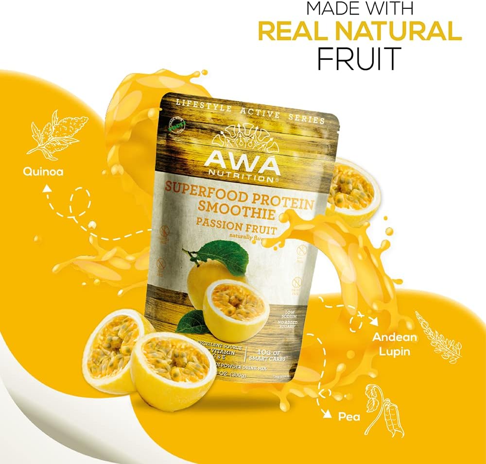 Buy AWA Nutrition Superfood Protein Smoothie Powder Mix Passion Fruit
