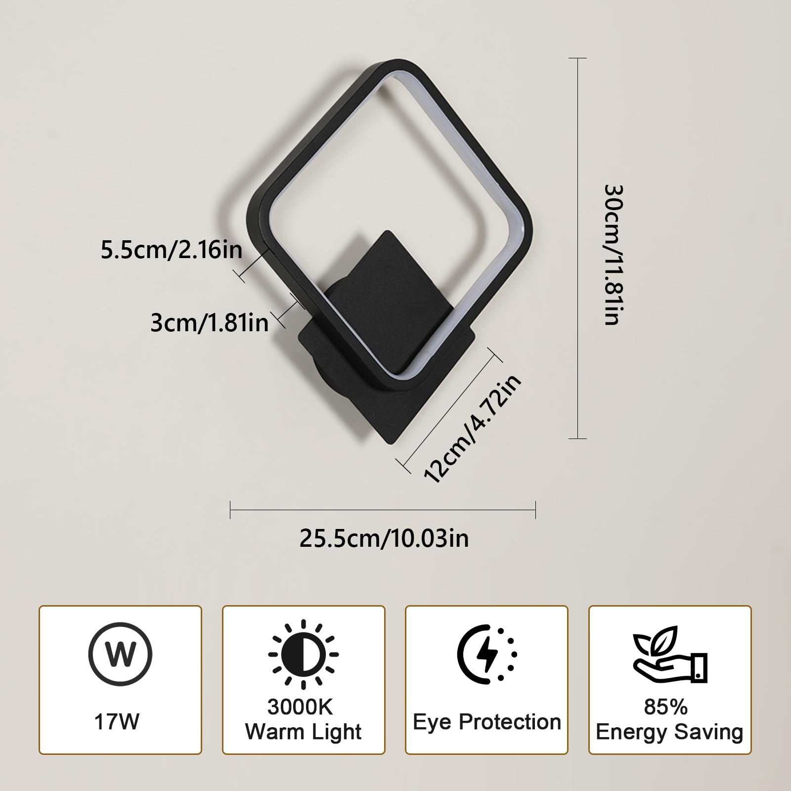 Riserva Wandlamp Binnen LED Modern, 17W Wandlamp Witte LED, Creatieve