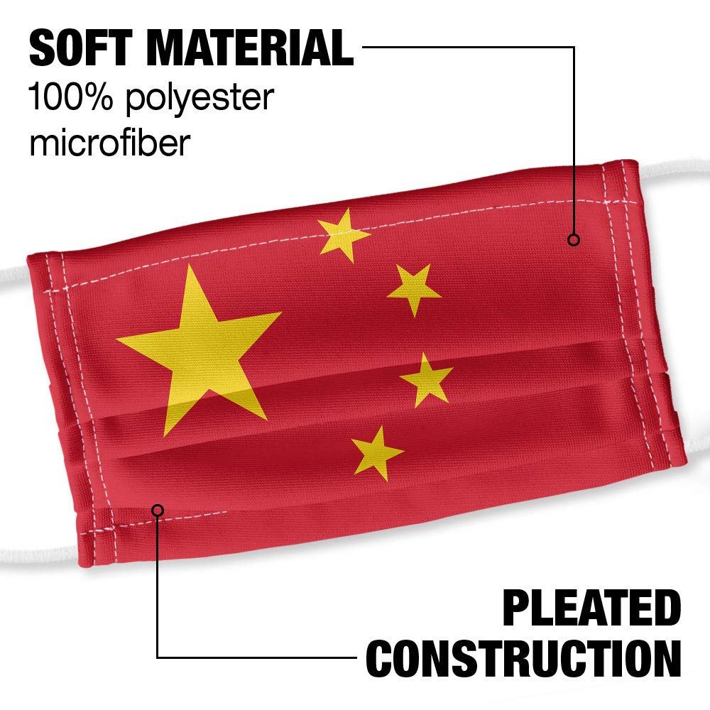 Popfunk China Flag 1-Ply Reusable Face Mask Covering with Adjustable Nose Wire, Unisex
