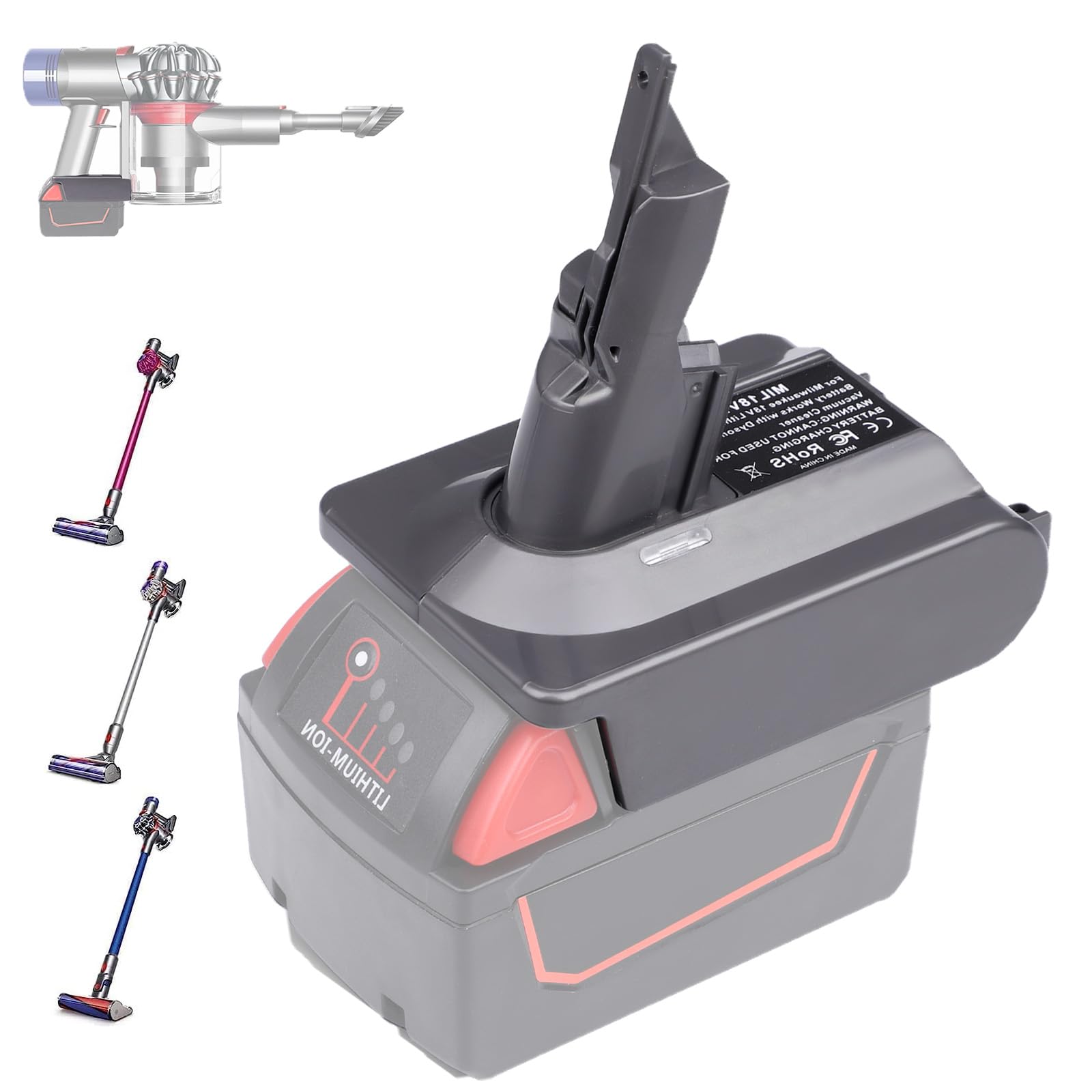 URUN 【Upgraded】 2-in-1 V7/V8 Adapter for Milwaukee 18V Lithium Battery Convert to for Dyson V7/V8 Handheld Vacuum Cleaner Battery Compatible with V7/V8 Animal V7/V8 Vacuum Cleaner