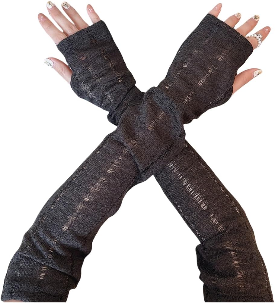 Mrotrida Women's Reflective Sequins Gloves Cosplay Party Long Hook Finger Y2K Gloves Vintage Sequins Fingerless Glove