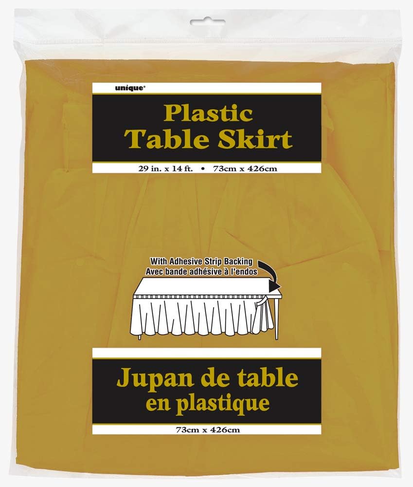 Unique Plastic Table Skirt, 29" x 14', Gold