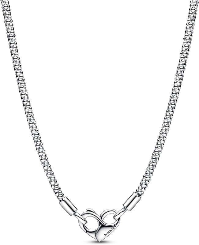 Collar de cadena con tachuelas Moments - Dijes y colgantes compatibles con Moments - Impresionante joyería para mujer - Plata de ley - 17,7"