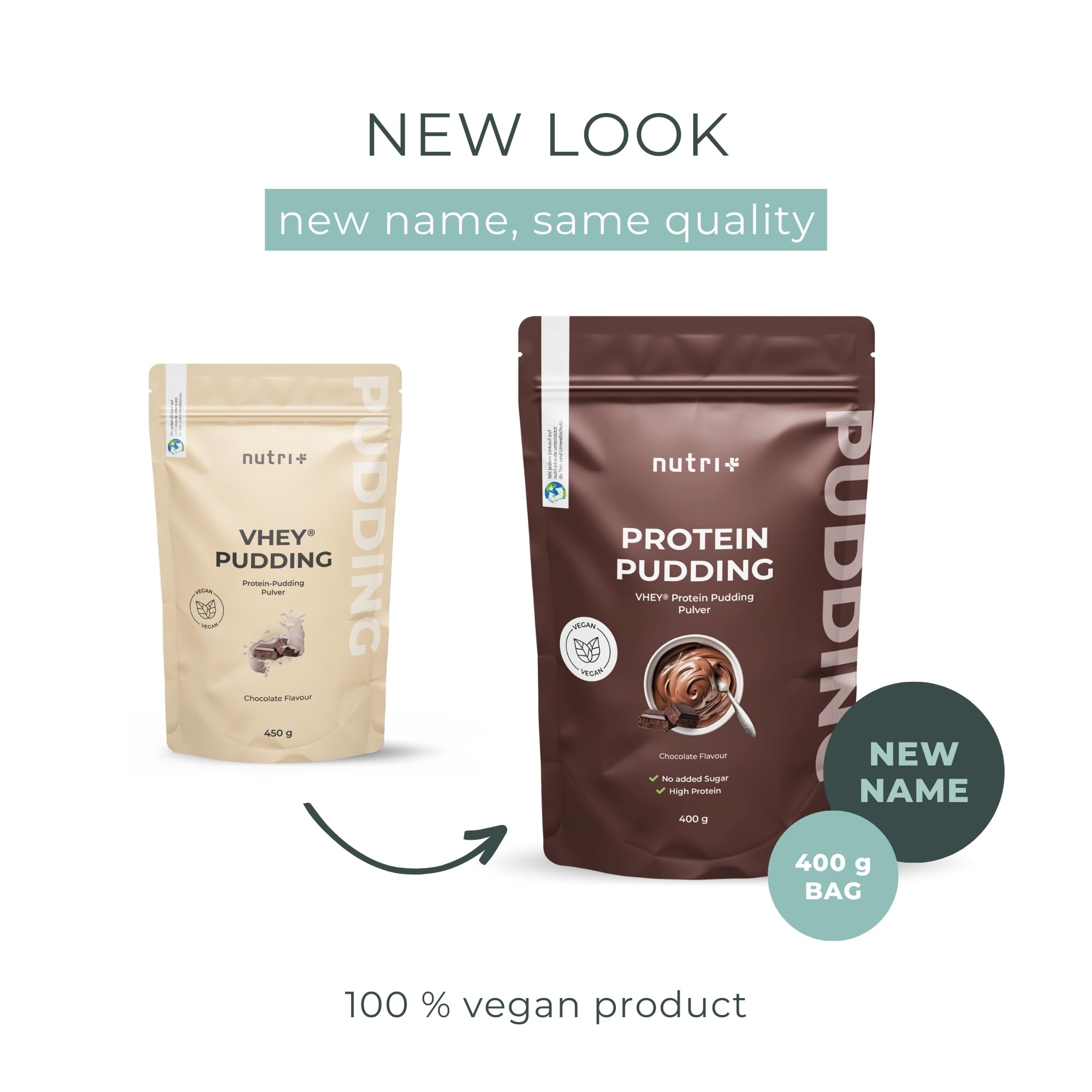 Pudin proteico Chocolate vegano 400 g 24 g Proteínas por Ración alto en Proteínas sin Lactosa y Gluten
