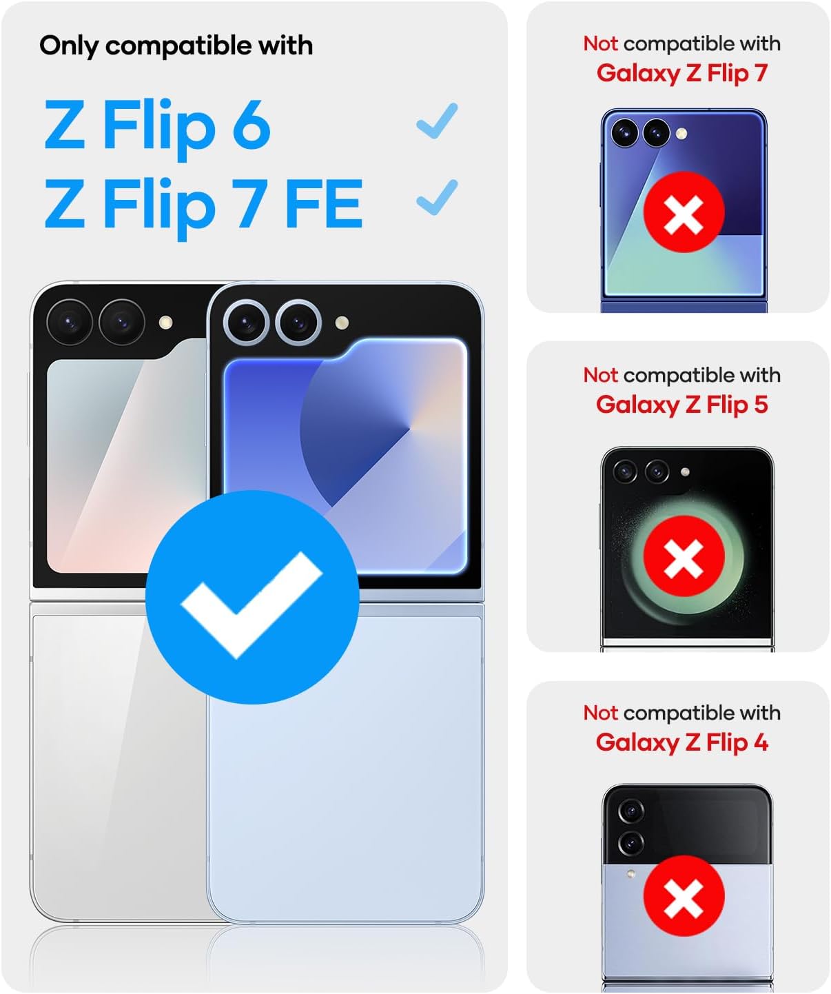 Vihibii for Samsung Galaxy Z Flip 6 and Z Flip 7 FE Case with Rugged Hinge Protection & Outer Screen Protector, Non-Yellowing & Raised Edges & Durable Shockproof Protective Cover Phone Case, Clear