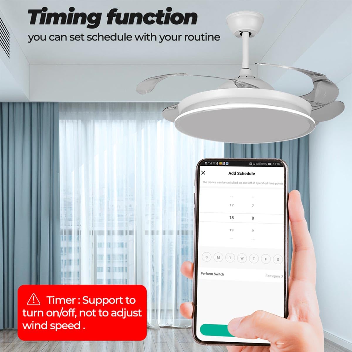 Interruptor inteligente para ventilador de techo con 4 velocidades, WiFi, mini relé inteligente, módulo de interruptor DIY, 150 W máx., requiere cable neutro, compatible con Alexa