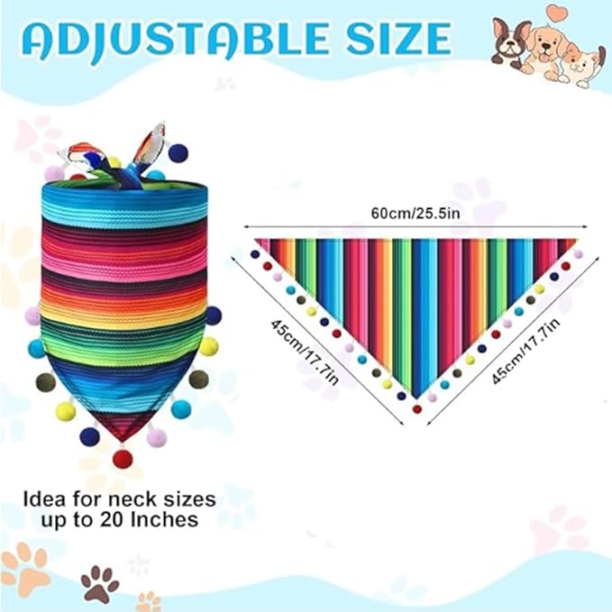 Disfraz Mexicano Sombrero y Bandana para Perro o Gato Fiesta Cinco de Mayo miniatura 3