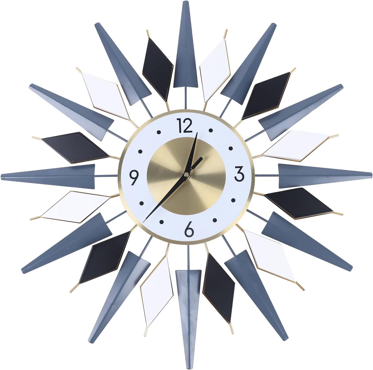 YIYIBYUS European Style Wall Clock 23.6 Inch Large Metal Wall Clock Mid-Century Non-Ticking Silent Quartz Wall Clocks for Living Room Kitchen Office Decoration