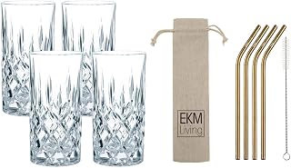 Spiegelau & Nachtmann 0089208-0 - Juego de 4 pajitas (Acero Inoxidable, Cristal Negro, 375 ml), Color Negro