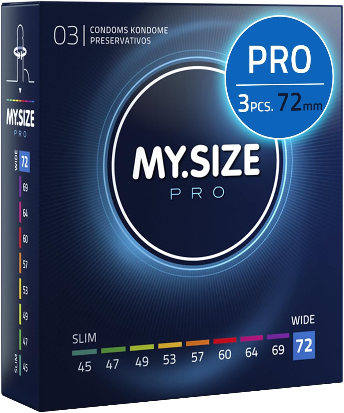 MY.SIZE PRO Condom Size 8, 72 mm, XXL, 3 Condoms - Perfect fit and a Suitable Size for Everybody