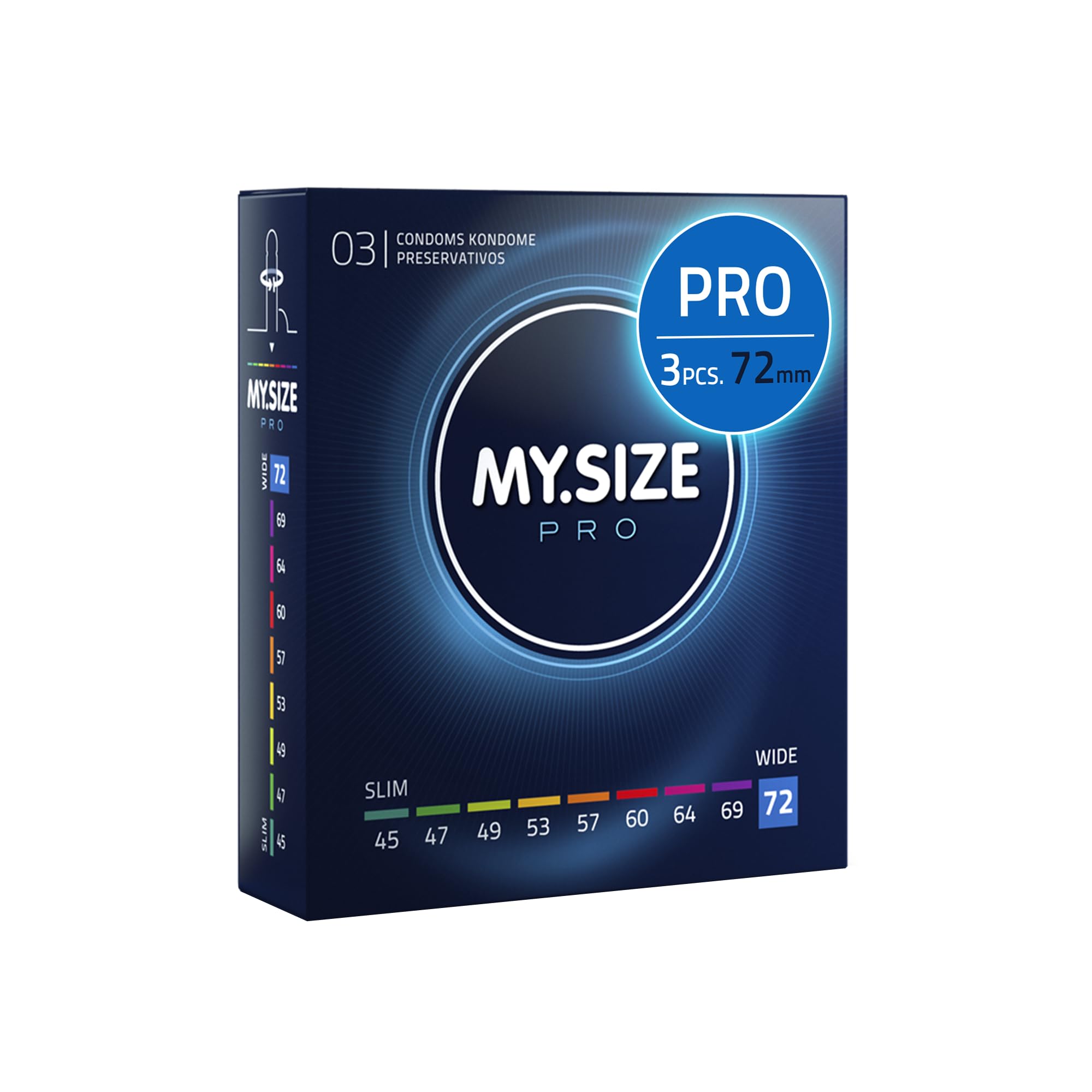MY.SIZE PRO Condom Size 8, 72 mm, XXL, 3 Condoms - Perfect fit and a Suitable Size for Everybody
